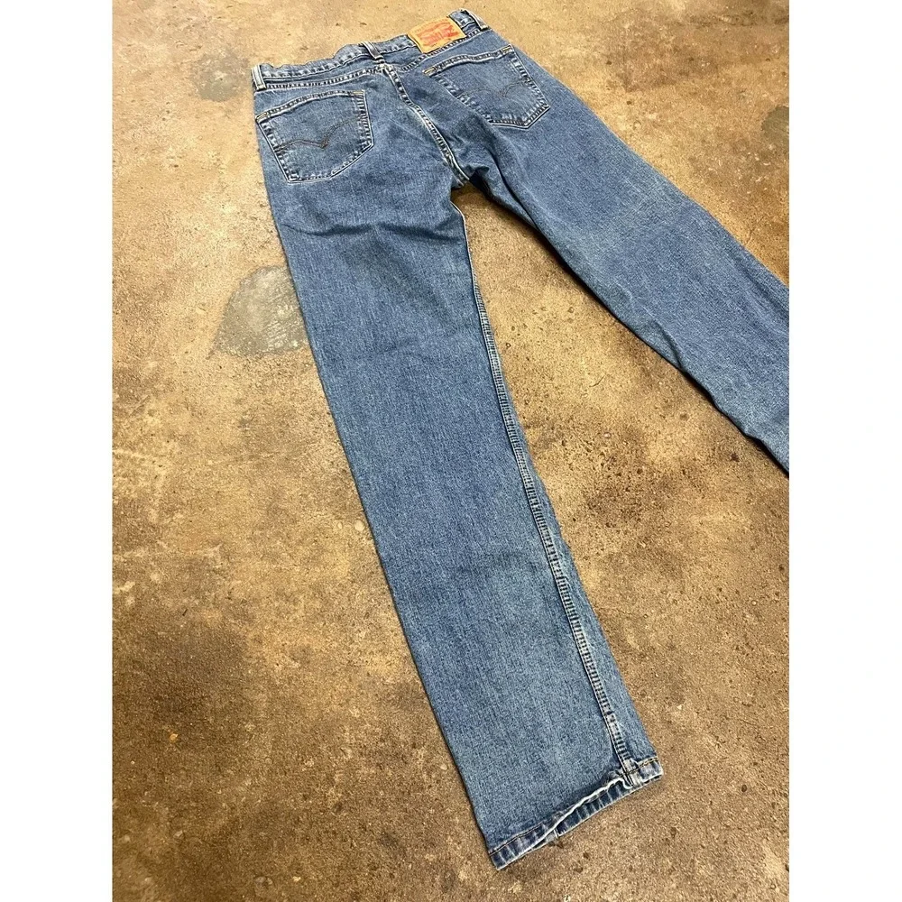 Levi's 505 Regular Fit Jeans Mens 31x34 Blue Denim Stonewash Mid Rise Straight - Picture 9 of 16